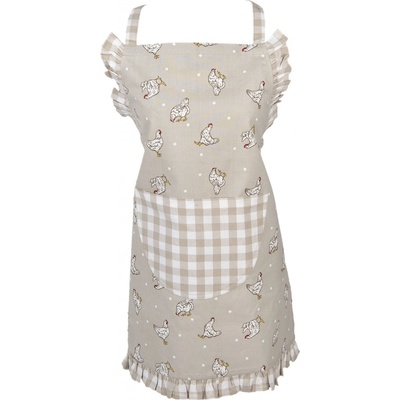 Clayre & Eef Dětská béžová zástěra Lucky Chicken 48x56cm