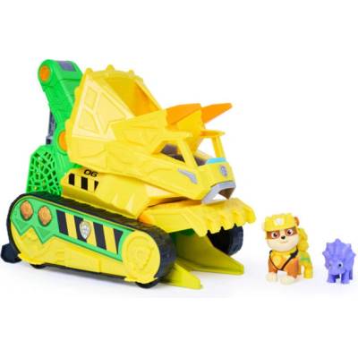 Игрален комплект Spin Master Paw Patrol - The Dino Movie, Chomp & Rescue булдозер, с Ръбъл и динозавър (6075978)
