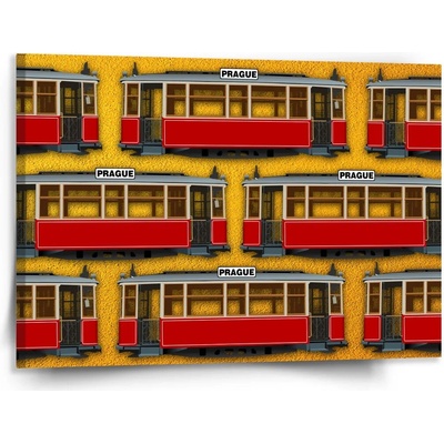 Sablio Obraz Pražské historické električky Žltý Pattern - 150x110 cm