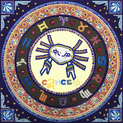 Диамантен Гоблен "Зодия Рак" - 35 x 35 см, Специални мъниста