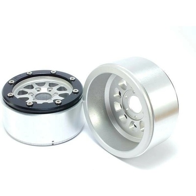 Absima Kovové Beadlock CNC disky Metsafil 1.9 Gear Silver/Black 2 ks