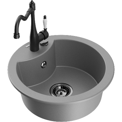 Mexen Diego гранитна мивка с 1 отделение и кухненски смесител Carla, сив - 6512-71-670700-70-B (6512-71-670700-70-B)