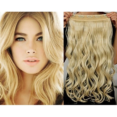 Clip in REMY vlasový pás 53cm vlnitý - najsvetlejšia blond