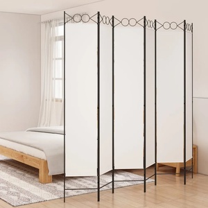 vidaXL Параван за стая, 6 панела, бял, 240x220 см, текстил (350174)