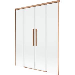 Mexen Rox душ параван 2-крилен, плъзгащ се 140 x 150 см, прозрачен, четкана мед (8C9-140-002-65-00)