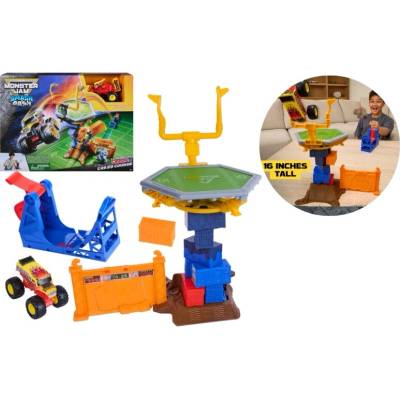 Monster Jam sada s trampolínou a opravovacím autem 1:64