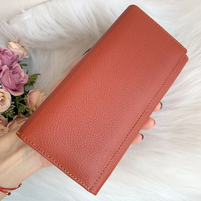 Портмоне от Естествена Кожа Оранжево - Модел l5231