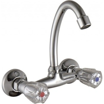 Месингов смесител ДУНАВ icf 5018718 7119 - стенен, хром, двойни ръкохватки (icf 5018718 7119)