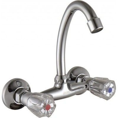 Месингов смесител ДУНАВ icf 5018718 7119 - стенен, хром, двойни ръкохватки (icf 5018718 7119)