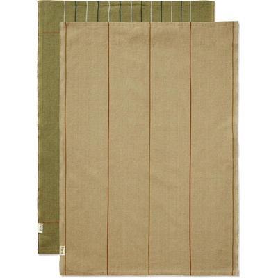 ferm LIVING Кърпа за чай ITO 50 x 70 cm, комплект от 2 бр. , зелен / бежов, памук, твърди LIVING (FERM1104270141)