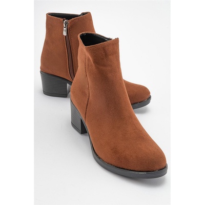 Moda Trend Дамски велурени боти с противоплъзгаща подметка - Таба #410779 (410779_Кафяво)