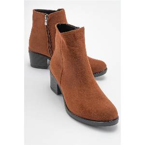 Moda Trend Дамски велурени боти с противоплъзгаща подметка - Таба #410779 (410779_Кафяво)