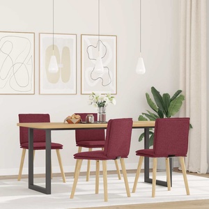 vidaXL Трапезни столове, 4 бр, виненочервени, текстил (3315358)