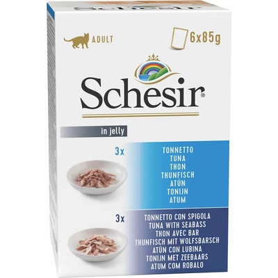 Schesir 24х85г Schesir консервирана храна в желе за котки - микс: риба тон + с лаврак
