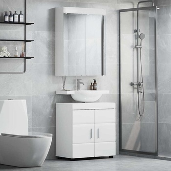 vidaXL Комплект мебели за баня TULUM 2 pcs Лъскаво бяло (3398018)