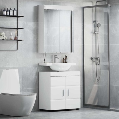 vidaXL Комплект мебели за баня TULUM 2 pcs Лъскаво бяло (3398018)