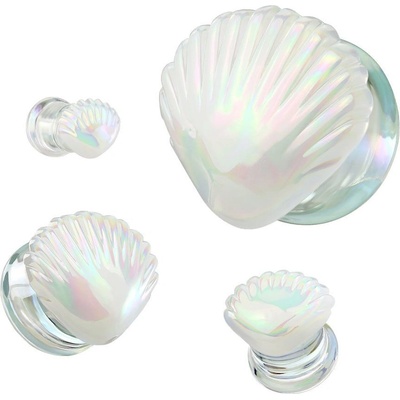 Šperky4U Skleněný plug do ucha lastura PL01282-06
