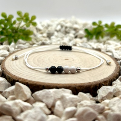 Certom Provázkový náramek obsidián vločkový magnezit 0314