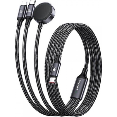 Awei W23 Nabíjecí 3v1, 2×USB-C, 5A, 2m, černý