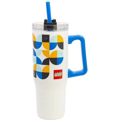 Lego termohrnek s brčkem a uchem 920 ml bílý potisk