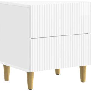 vidaXL Нощен шкаф Бял гланц 43 x 34, 5 x 48 см Инженерна дървесина (894533)