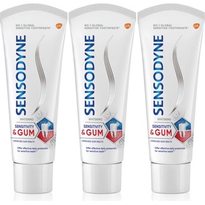 Sensodyne Sensitivity & Gum Whitening избелваща паста за зъби за защита на зъбите и венците 3x75ml