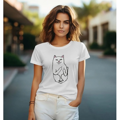 Bullshirt.sk Dámske tričko Funny Cat Biela