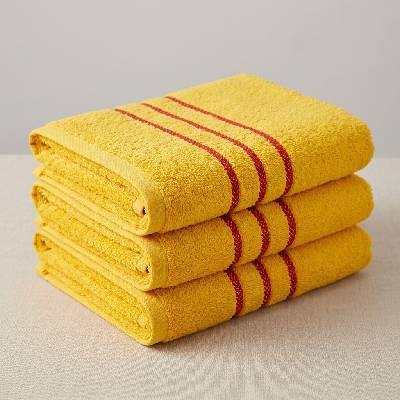 Top textil Osuška Pruhy červené 70 x 130 cm žlutá