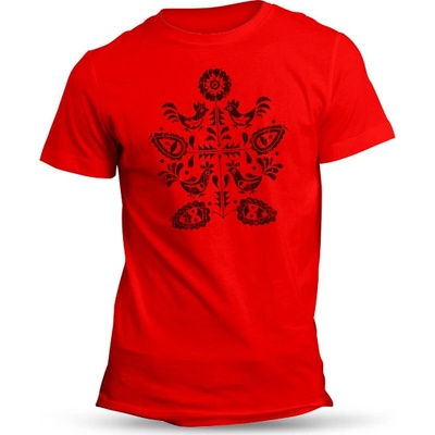 Valach Folklórne tričko kurence retro červené