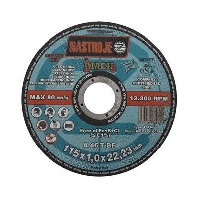 Nástroje cz Kotouč řezný 115 x 1,0 x 22 mm IM-1-115-1,0RM