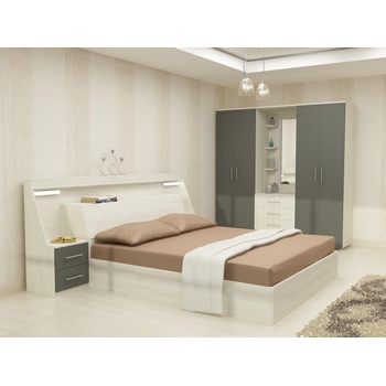 Image 1 of DST Спален комплект за матрак 164/190, Lazur-dst, бял дъб и антрацид