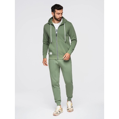 Ombre Clothing Мъжки спортен комплект суитшърт с качулка + панталони jogger - светло зелен V3 Z119 Ombre Clothing Ombre Clothing | Zelen | МЪЖЕ | L