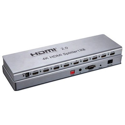PremiumCord HDMI 2.0 splitter 1-8 porty, 4K x 2K/60Hz, FULL HD, 3D, černý KHSPLIT8F