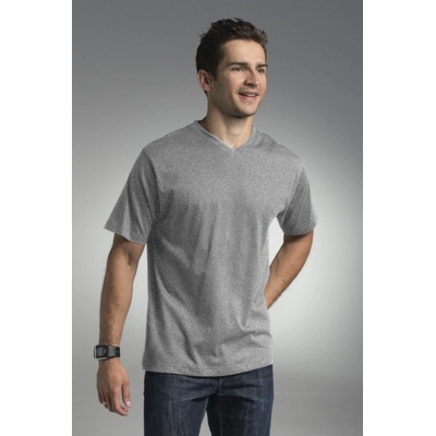 Pánské tričko V-NECK 22155 PROMOSTARS melanžově šedá