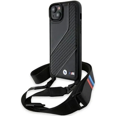 BMW Кейс BMW M Edition Carbon Stripe & Strap за iPhone 15 Plus / 14 Plus, черен (BMW000790-0)