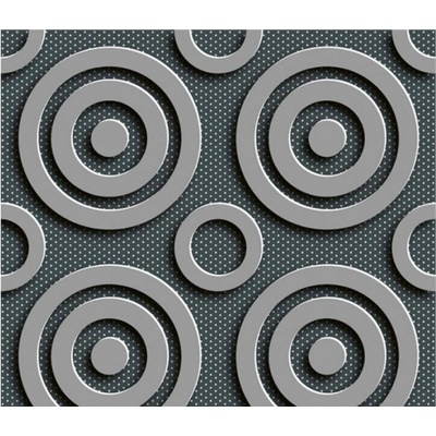 DIMEX ART Луксозна флизелинова тапета тъмно сиви ретро кръгове 3d