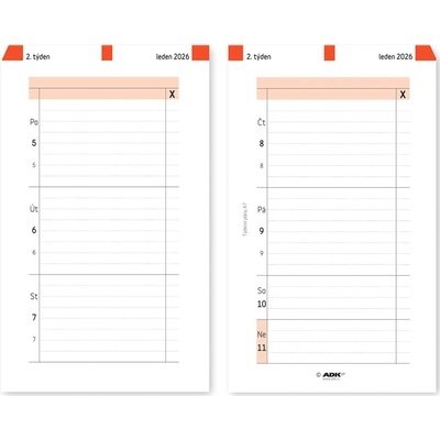 Formulář Týdenní plán A7 2026 53 listů – Zboží Dáma