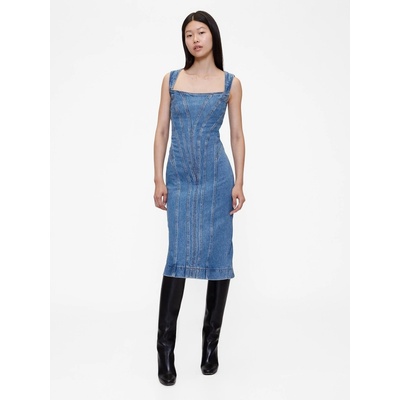 Gap džínsové midi šaty Studio by Zac Posen modrá
