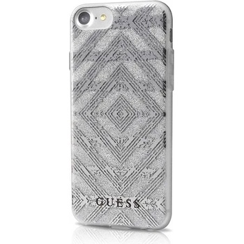 Image 1 of GUESS Луксозен Силиконов Калъф за iPhone SE 2022/2020 8/7, Guess Aztec Tribal Scin Case, Сребрист (GUHCP7TGSI)
