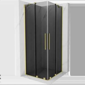 Mexen Velar Duo плъзгаща се душ кабина 90 x 90 cm, графит, злато четкано - 871-090-090-42-55 (871-090-090-42-55)