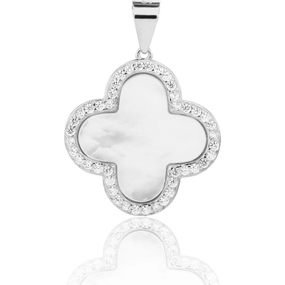 JVD Strieborný prívesok so zirkónmi štvorlístok SVLP1439XJ6BI00