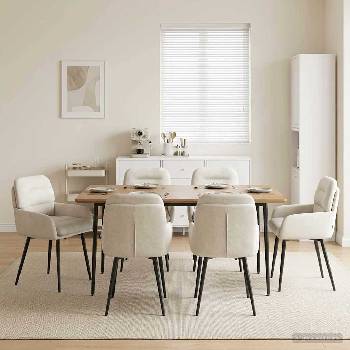 vidaXL Обедени столове 6 pcs Кадифе Кремаво 59 x 59, 5 x 90 см (3428253)
