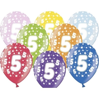 PartyDeco Latexový balón číslo 5 Narodeninový 30 cm