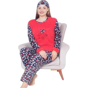 Дамска поларена макси пижама със сърца