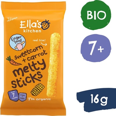 Ella's Kitchen BIO křupavé tyčky s kukuřicí a mrkví 16 g – Zbozi.Blesk.cz