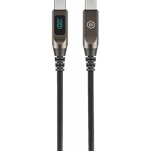 Blavec Кабел с въжена оплетка и дисплей за устройства с USB-C порт - Blavec Lumix Braided USB-C to USB-C Cable 100W PD (120 см) (CLU-CC5BG12)