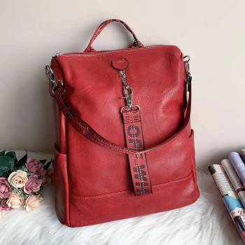 Image 1 of Червена Кожена Чанта Раница - Модел 311