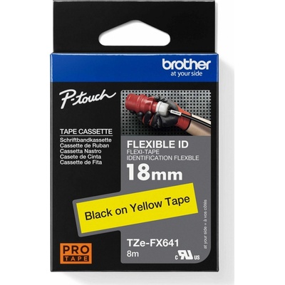 BROTHER TZEFX641 - kazeta TZ šířky 18mm, flexibilní lamino páskou TZE-FX641, žlutá/černé písmo