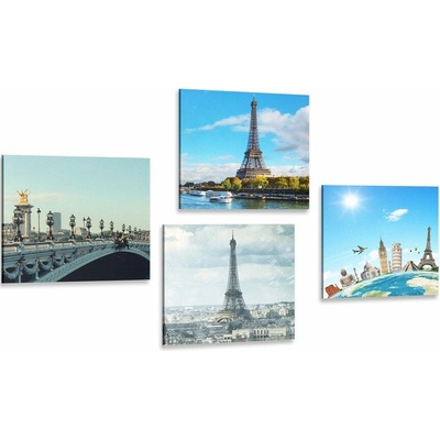Set obrazov výhľad na Eiffelovu vežu v Paríži