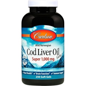 Carlson Labs Wild Norwegian Cod Liver Oil Gems 1000 mg [250 Гел капсули]
